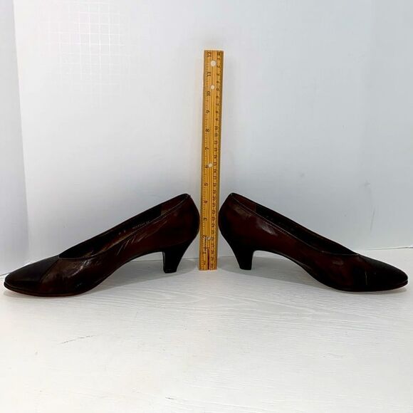 Bally Suisse Bellezza Brown Luxury Leather Snake Print Design Point Toe Pumps - Picture 16 of 17